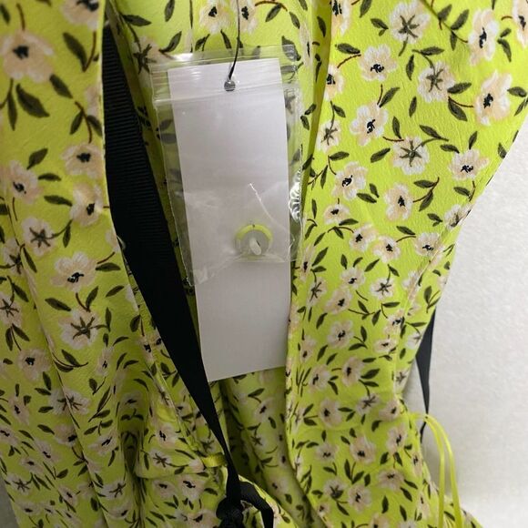 Topshop Sleeveless Floral Square Neck Drop Waist Midi Dress Tie Strap Size 8 - Picture 8 of 14